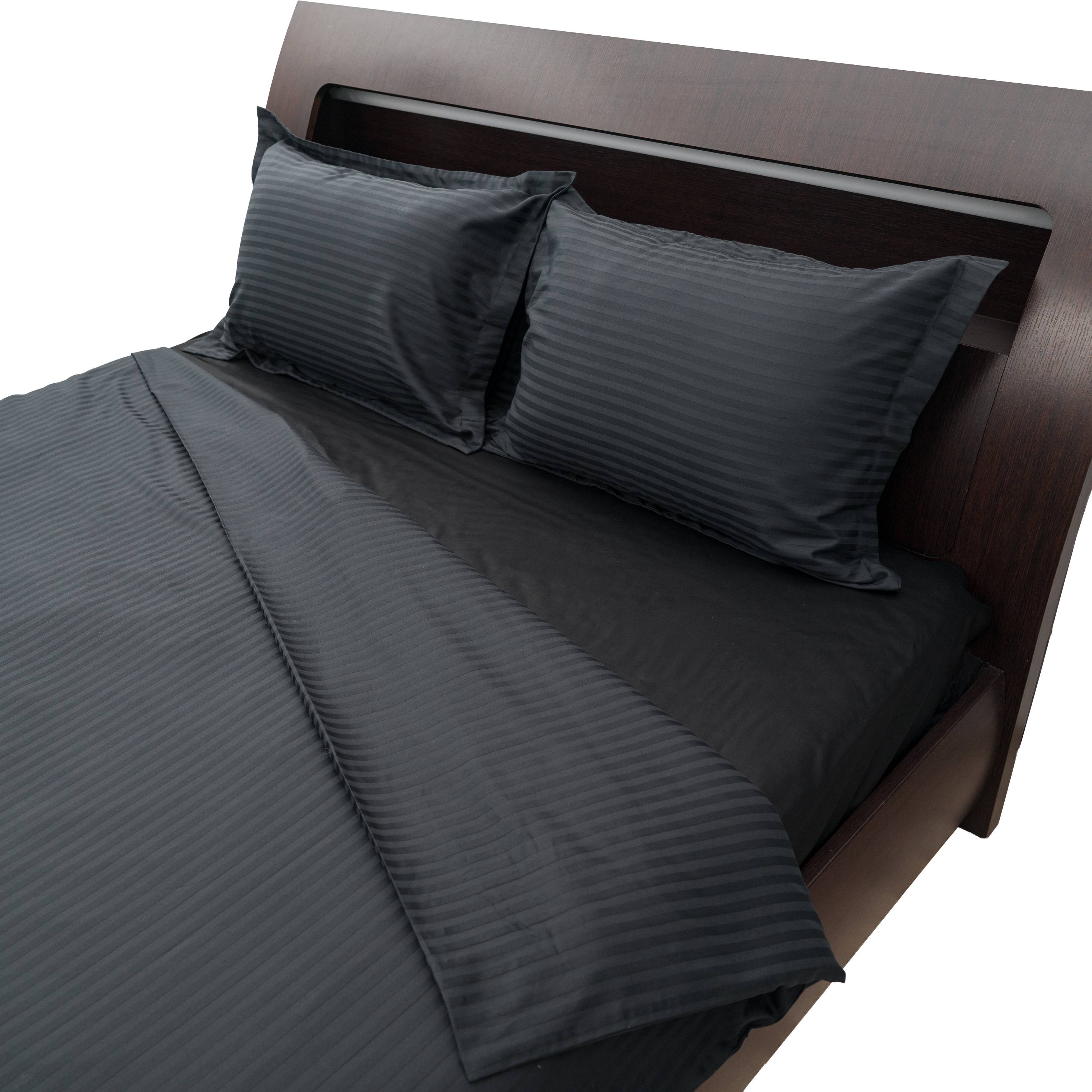 Lenjerie de pat 2 persoane din Bumbac 100% satinat dens cu dungi